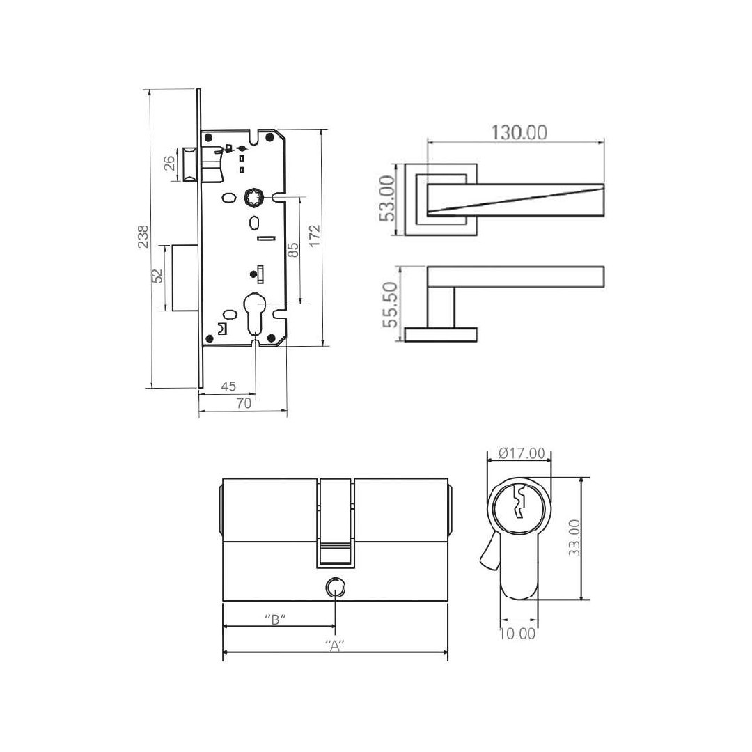 Buy VALENCIA - Lock Handle Cylinder (COMBISET) - V-146 Online | Construction Finishes | Qetaat.com