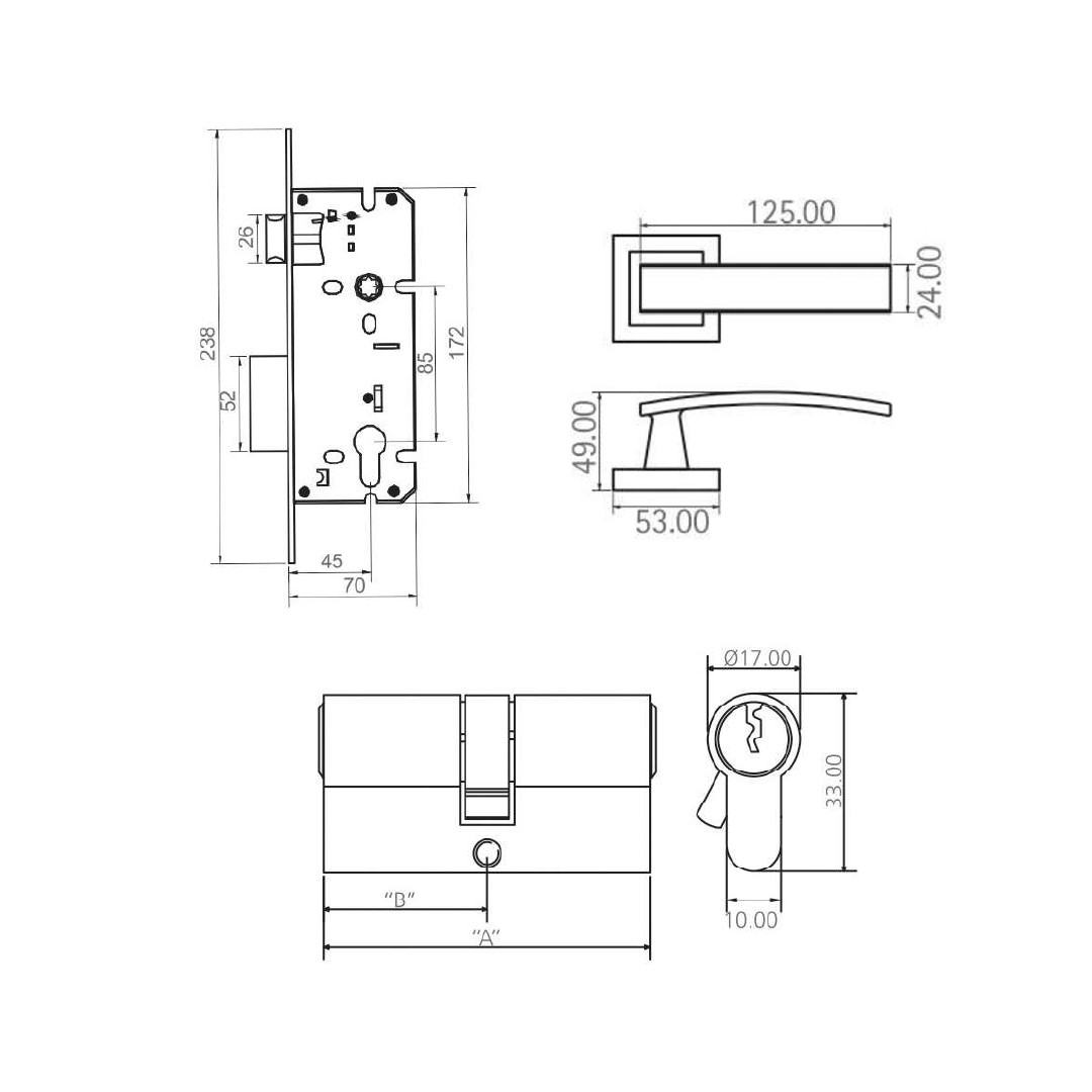 Buy VALENCIA - Lock Handle Cylinder (COMBISET) - V-405 Online | Construction Finishes | Qetaat.com