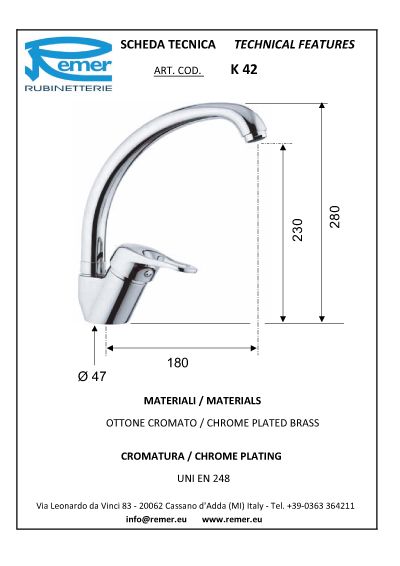 Buy REMER - Kitchen Sink Mixer [CLONE] Online | Construction Finishes | Qetaat.com