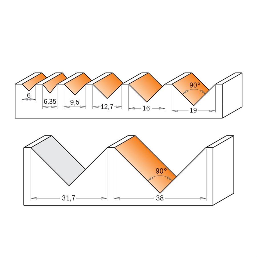 Buy CMT- V-grooving Bit 90 Deg Solid S=6 D=19x16 Online | Power Tools | Qetaat.com