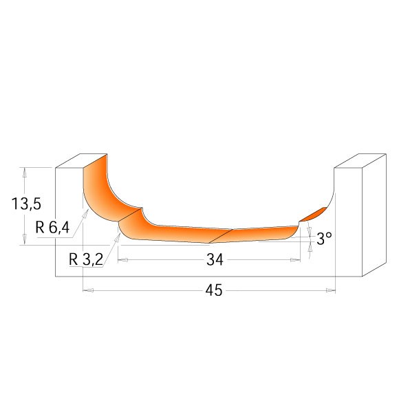 Cmt- Hw Panel Router Bit For Mdf S=12 D=45X13.5X52 R=3.2/6.4