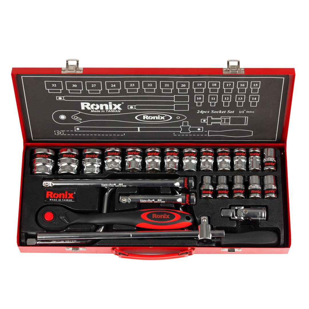 Ronix Curve Composite Rachet Handle 1/2 Inches 24Pcs Set - Rh-2644