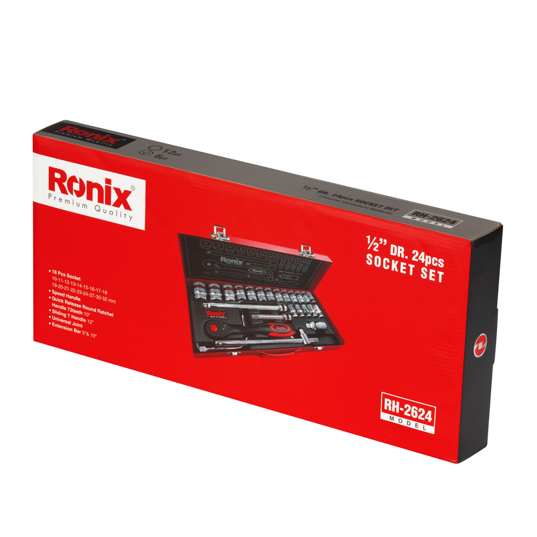 Buy Ronix Curve Composite Rachet Handle 1/2 Inches 24pcs Set - RH-2644 Online | Toolbox | Qetaat.com