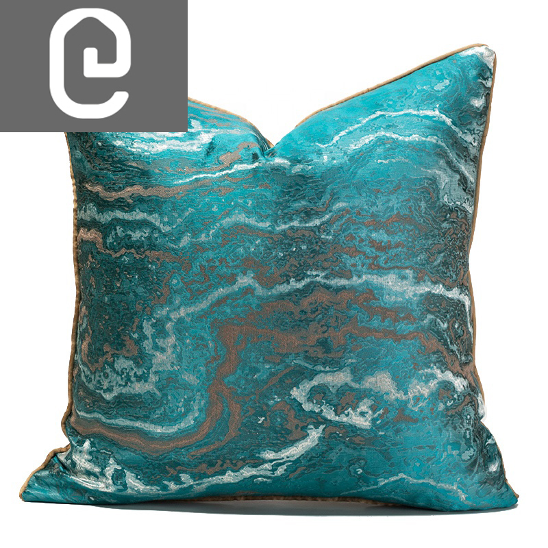 Buy Blue Green Marble Cushion - 50*50cm Online | Living Room Furniture | Qetaat.com