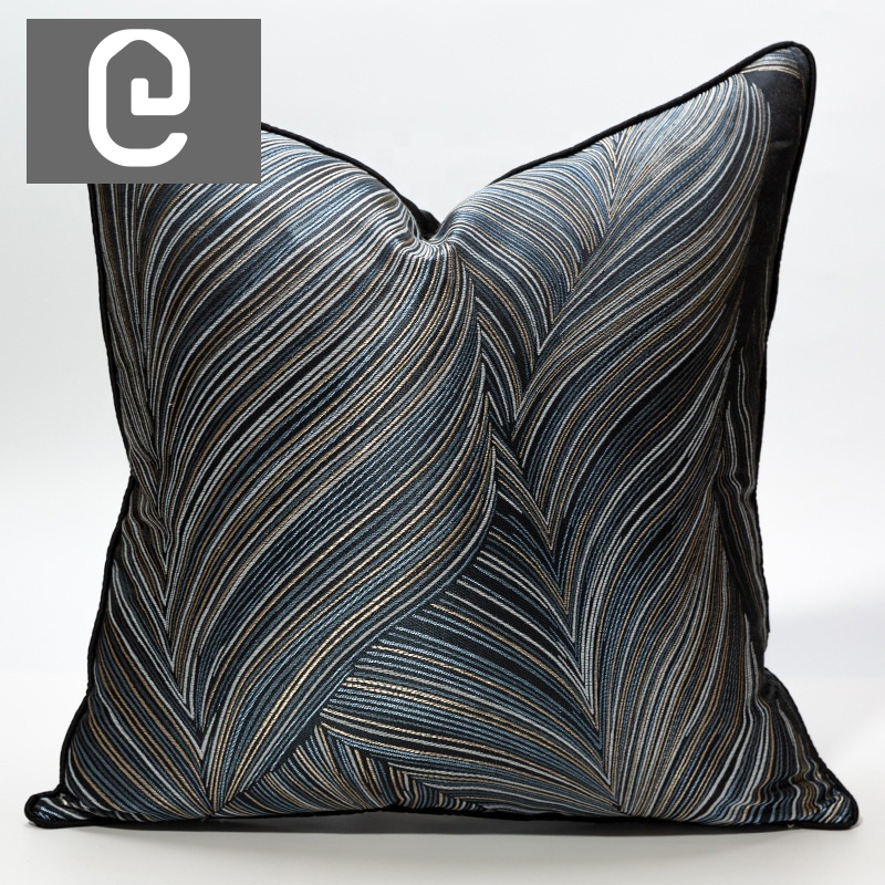 Black Palm Stripe Cushion - 50*50Cm