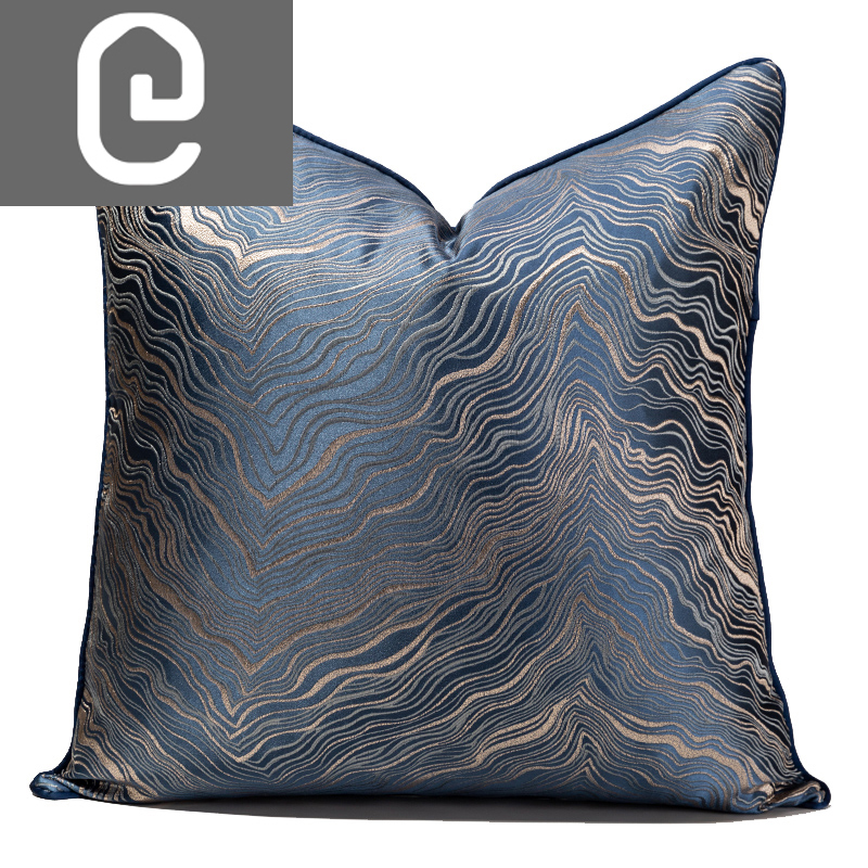 Buy Blue Gold Color Streamline Cushion - 50*50cm Online | Living Room Furniture | Qetaat.com