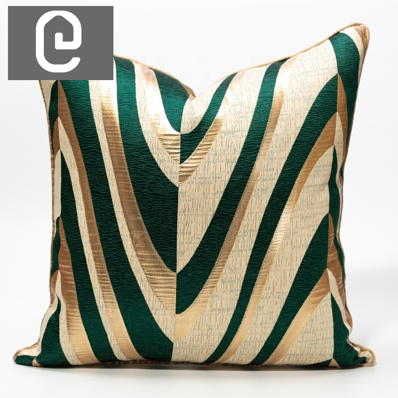Buy Green Gold Streamline Cushion - 50*50cm Online | Living Room Furniture | Qetaat.com