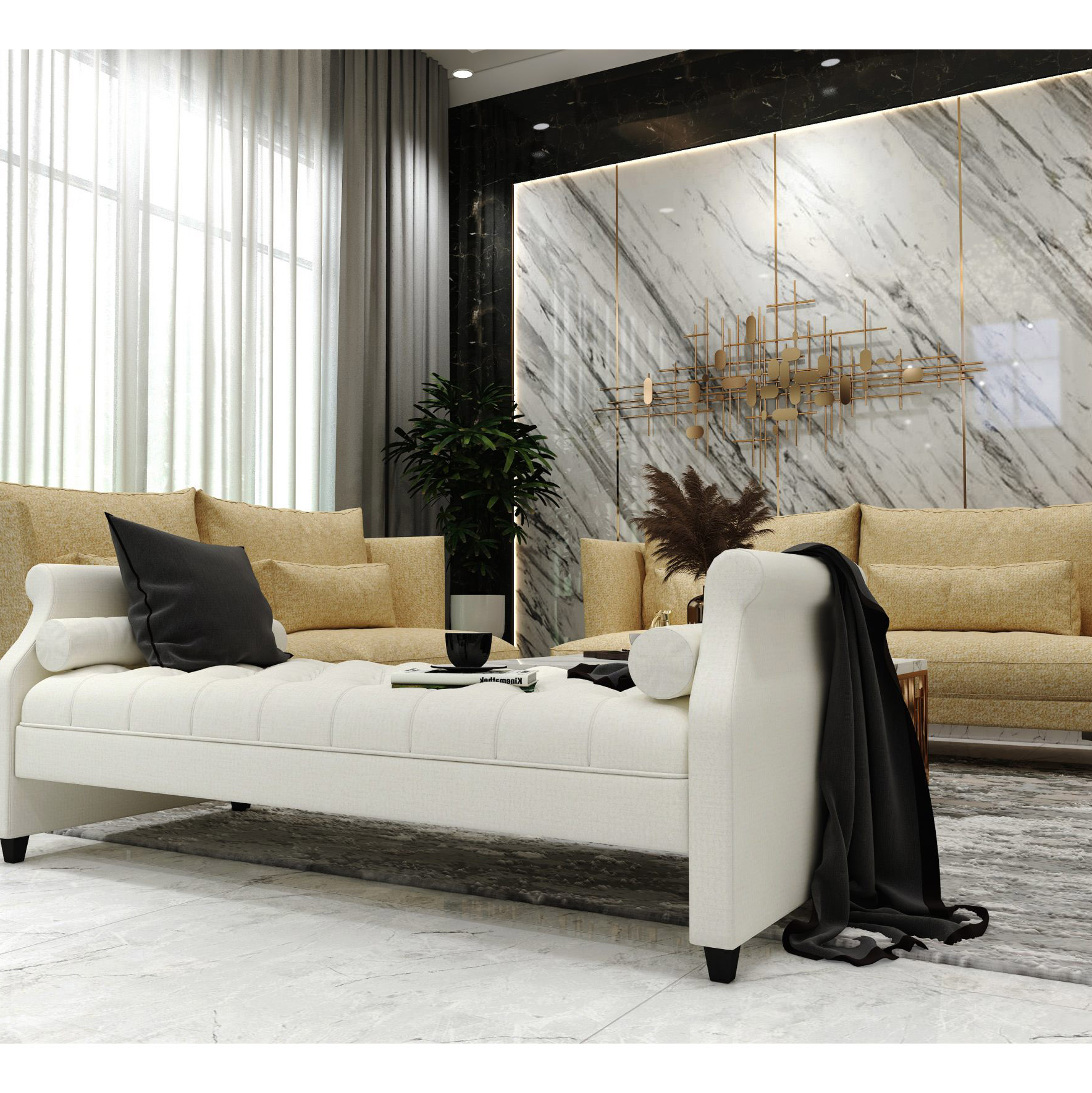 Buy INDIGO - BENCH SEAT - SMOOTH WHITE Online | Living Room Furniture | Qetaat.com
