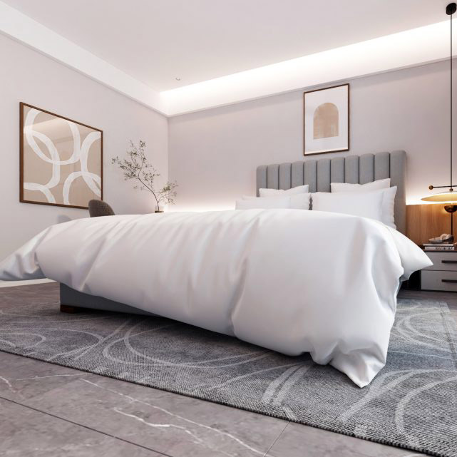 Buy BIRCH - BED - LIGHT GRAY Online | Bedroom Furniture | Qetaat.com