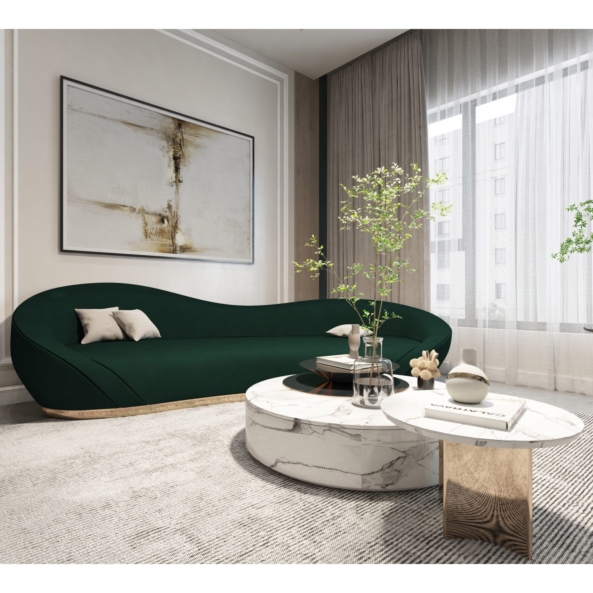 Buy CACTUS - SOFA - VELVET GREEN Online | Living Room Furniture | Qetaat.com