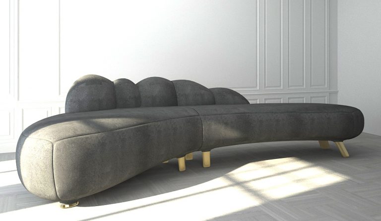 Buy DALIA - SOFA - VELVET GRAY Online | Living Room Furniture | Qetaat.com
