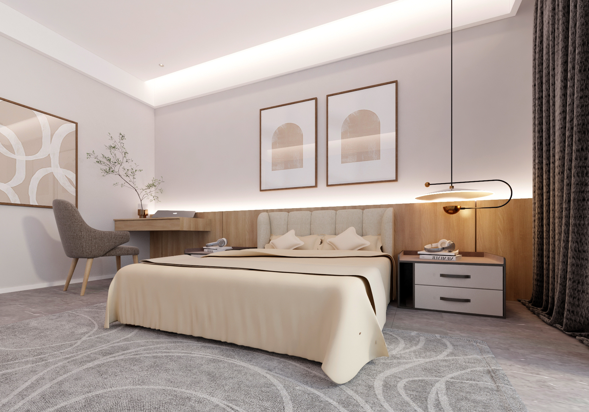 Buy DETTA - BED - BEIGE Online | Bedroom Furniture | Qetaat.com