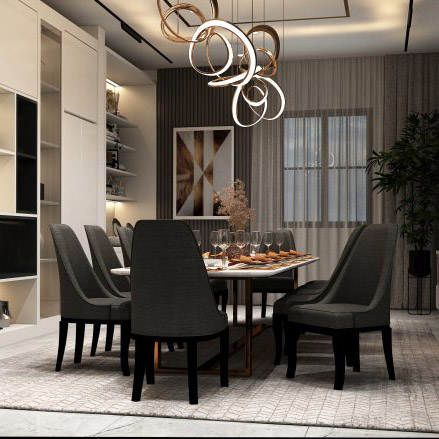 Buy SWAN - DINING TABLE CHAIR - DARK GRAY Online | Dining Furniture | Qetaat.com