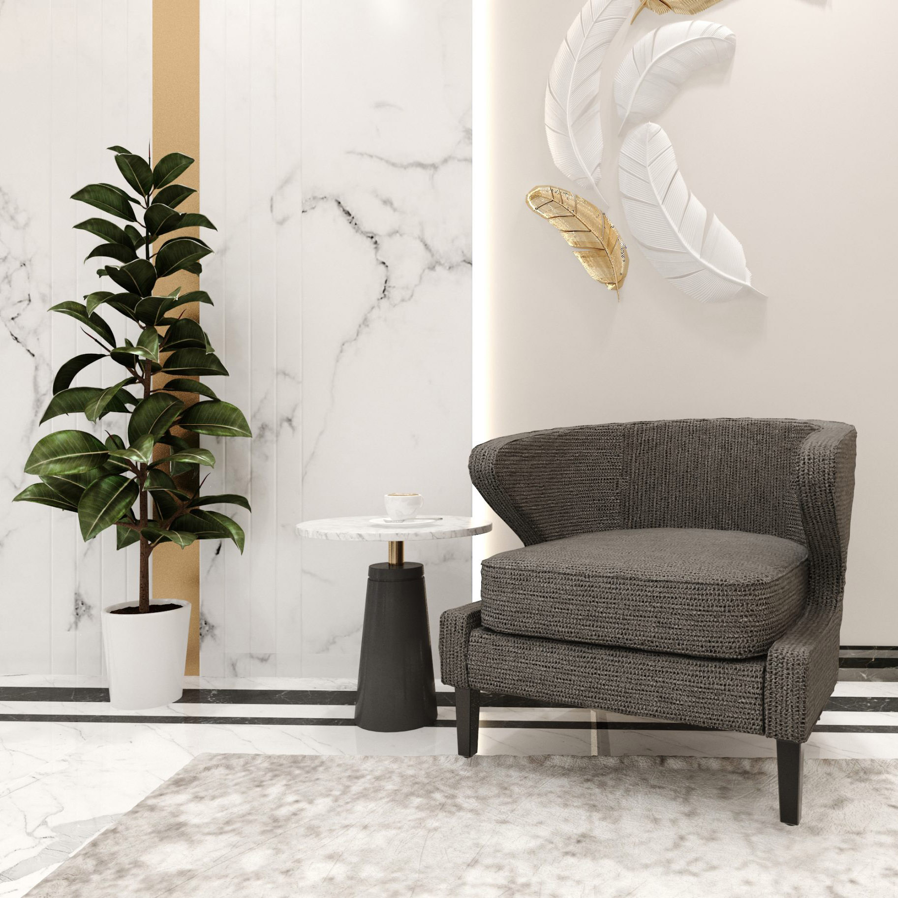 Buy VIOLET - ARMCHAIR - DARK GRAY Online | Living Room Furniture | Qetaat.com