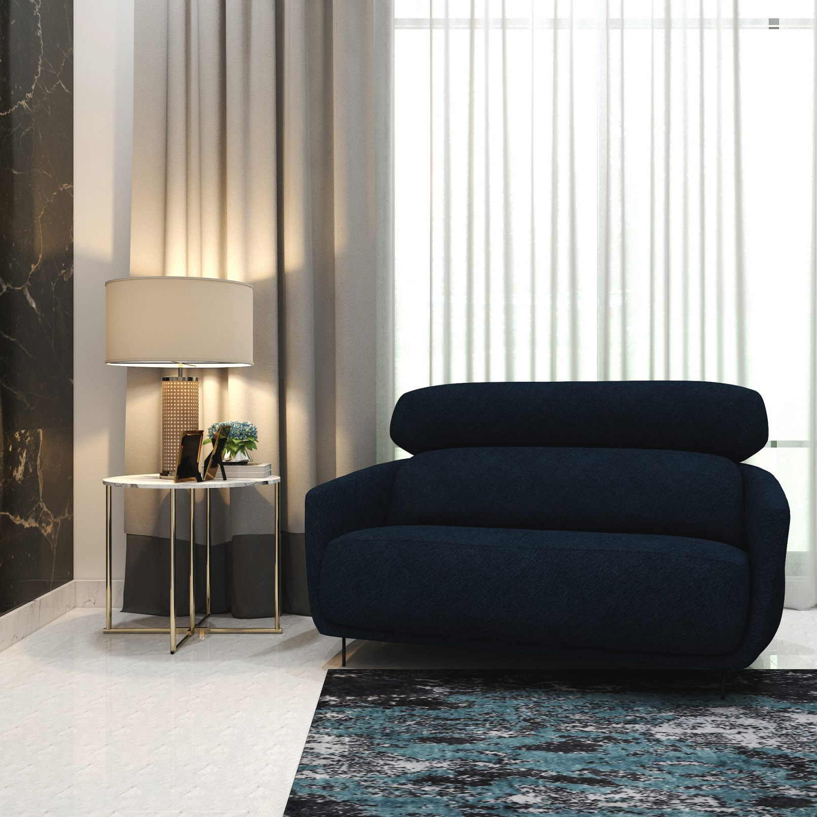 Buy HARBELL - SOFA - BLUE Online | Living Room Furniture | Qetaat.com
