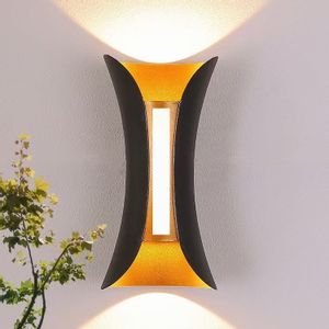 Comolucia Wall Light Ip65 - 3Way - Black/Gold - Triangle - Warm White - 10X20Cm