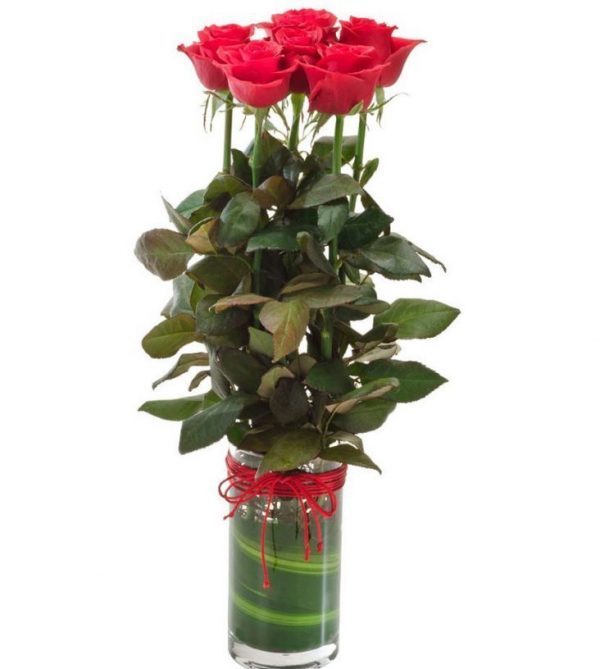 Buy Red roses in Glass vase Online on Qetaat.com