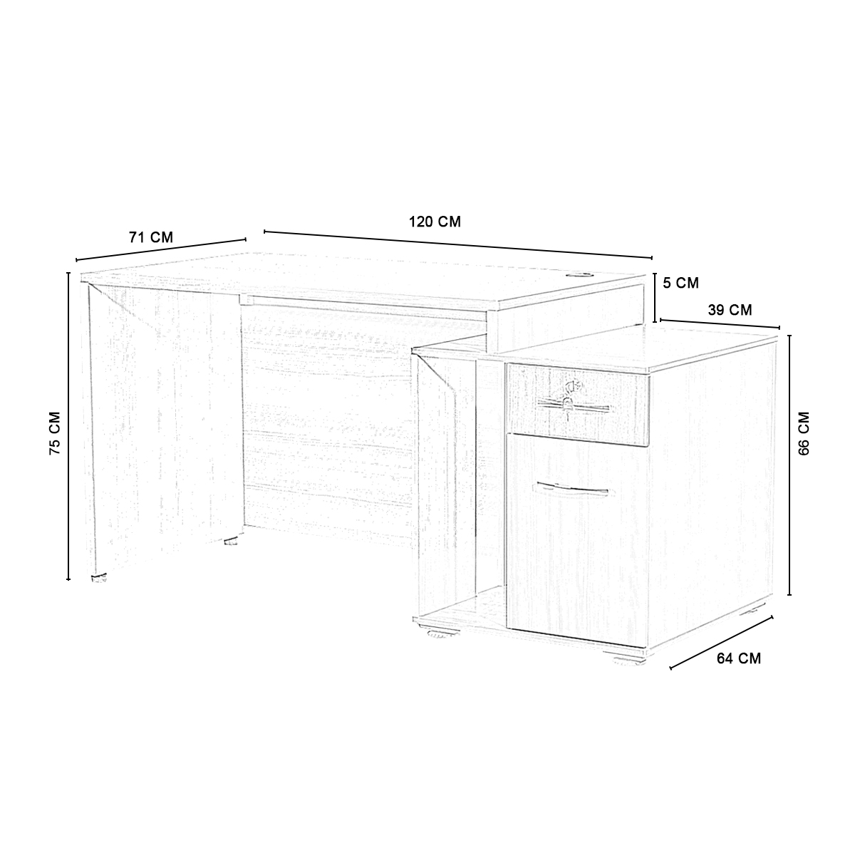 OFFICE TABLE150 CM2BOX