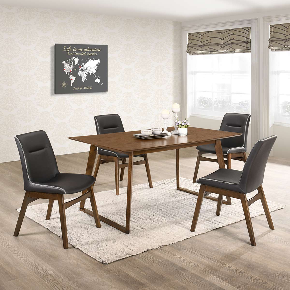 Dining Table Wood 1+6-4Box