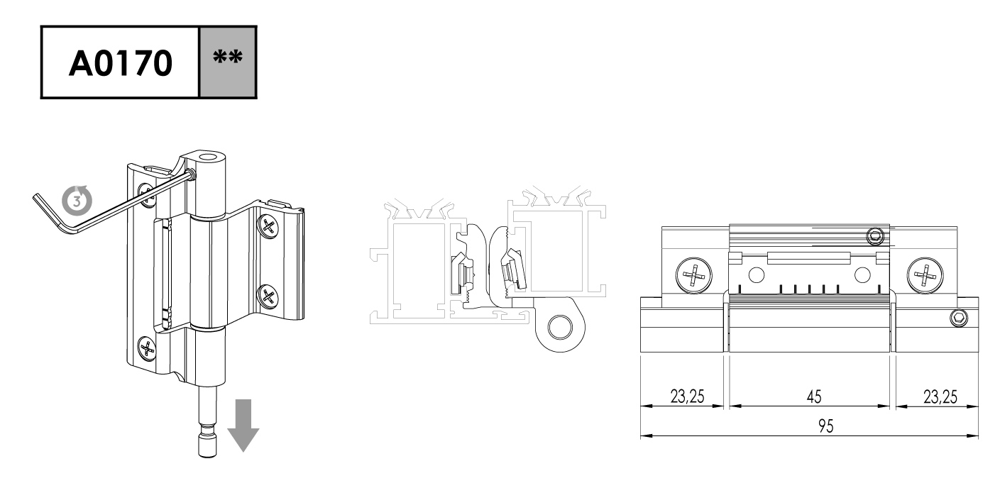 STAC EURO-GROOVE HERCULES HINGES (Mill Finish)