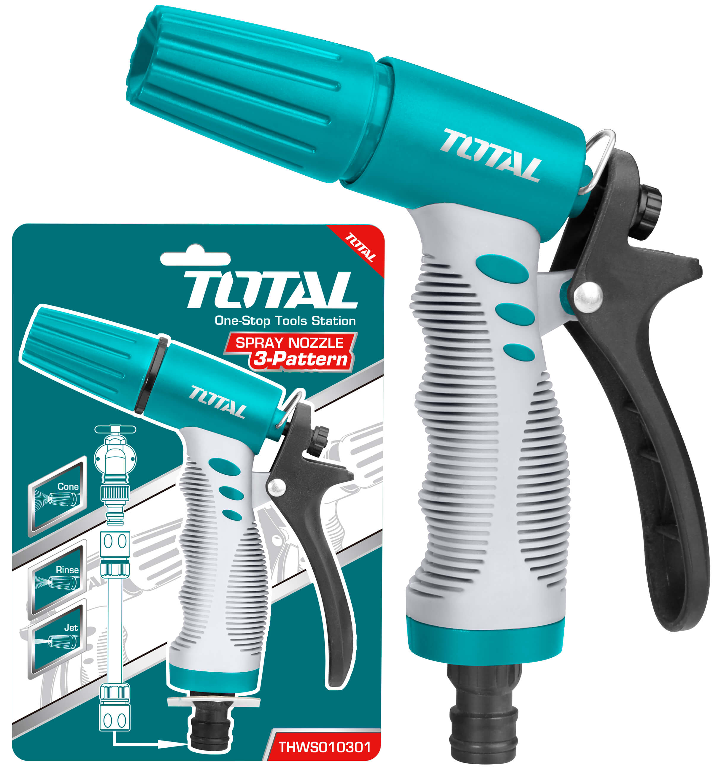 Total THWS010301 3-Pattern Garden Hose Spray Nozzle
