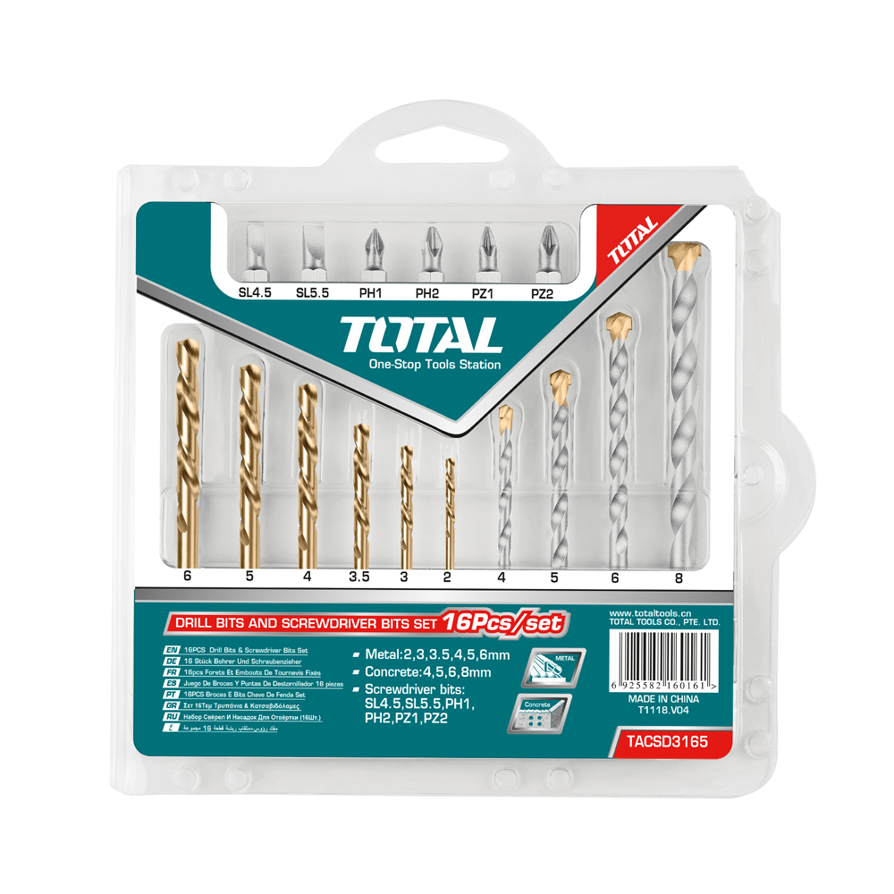 Drill bits and screwdriver bits set