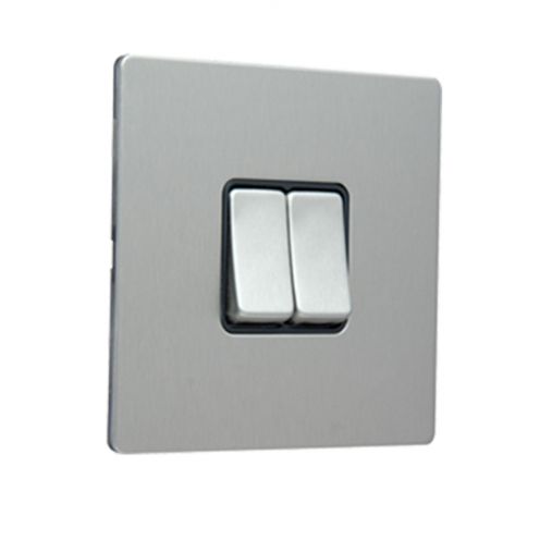 Buy RR Vivan, 2 Gang X 2 Way Switch, 10A , BSS, VN6616M-B-BSS Online on Qetaat.com