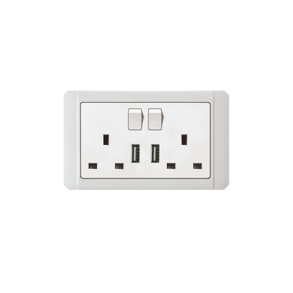Vn6680, 13A 2G Switched Socket Outlet W/Usb