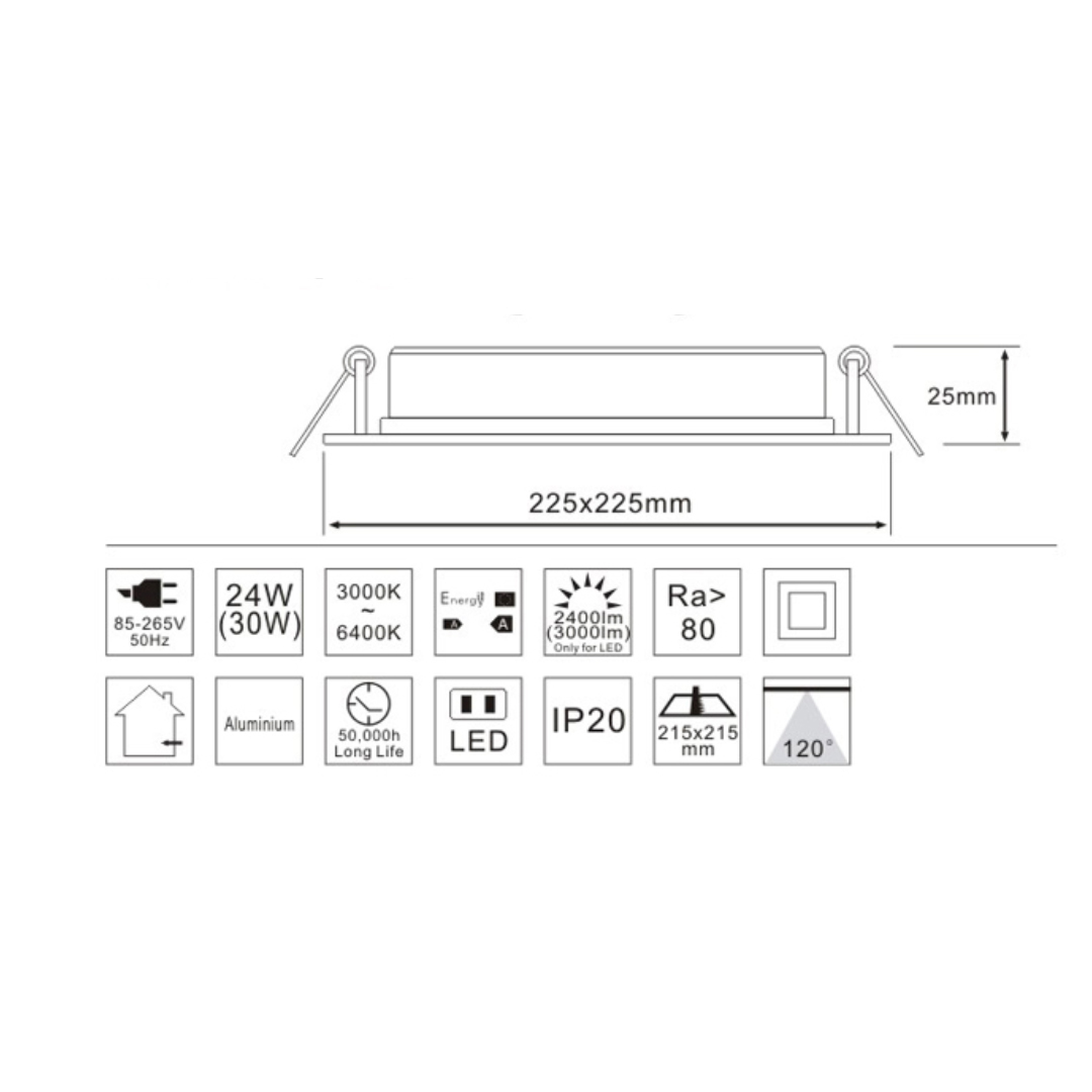 Down Light LED 30W (Down Light LED 30W Square Panel WHITE 6000K Samsung)