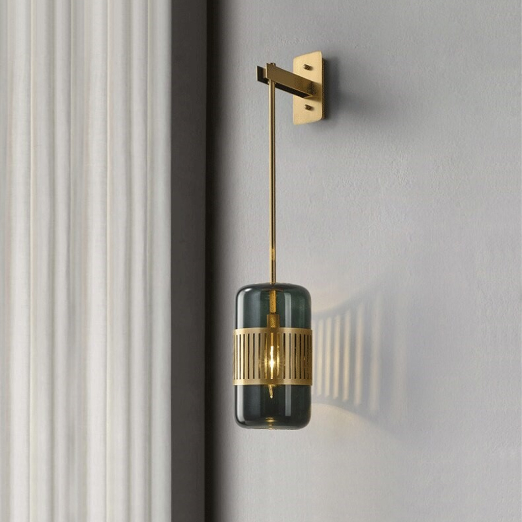 Elegant Wall Light L270X720 | Glass & Metal Amber Finish