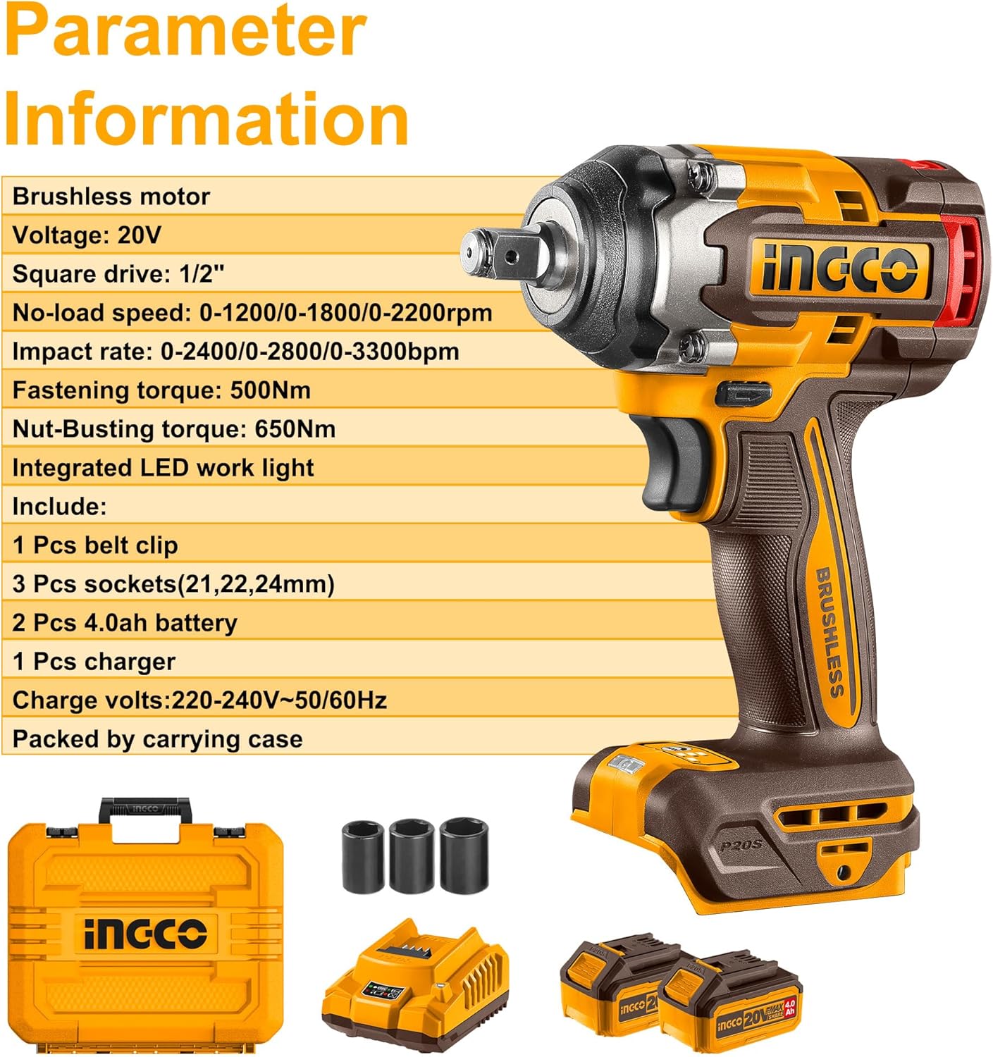 Buy INGCO cordless impact wrench CIWLI2050 online on Qetaat.com