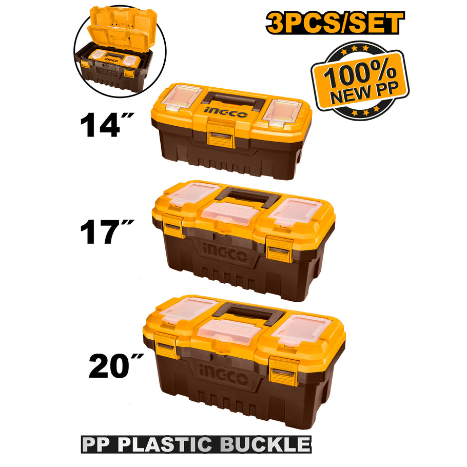 Buy INGCO 3 Pcs Plastic Tool Box Organizer Case Set PBXK0301 online on Qetaat.com