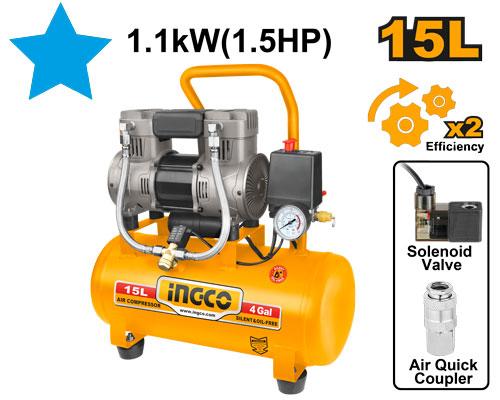 Buy INGCO Air Compressor 15L Oil-Free ACS111152 online on Qetaat.com